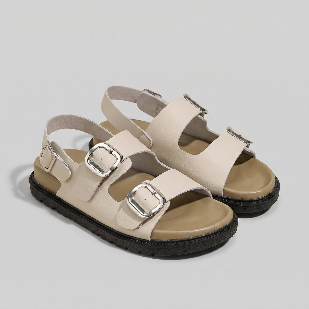 Andrea beige double-buckle sport sandals