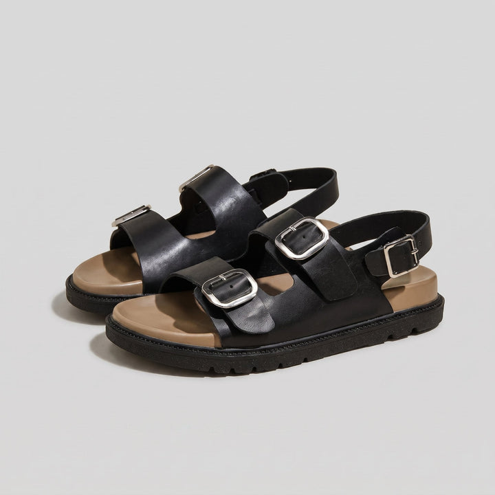 Andrea black double-buckle sport sandals