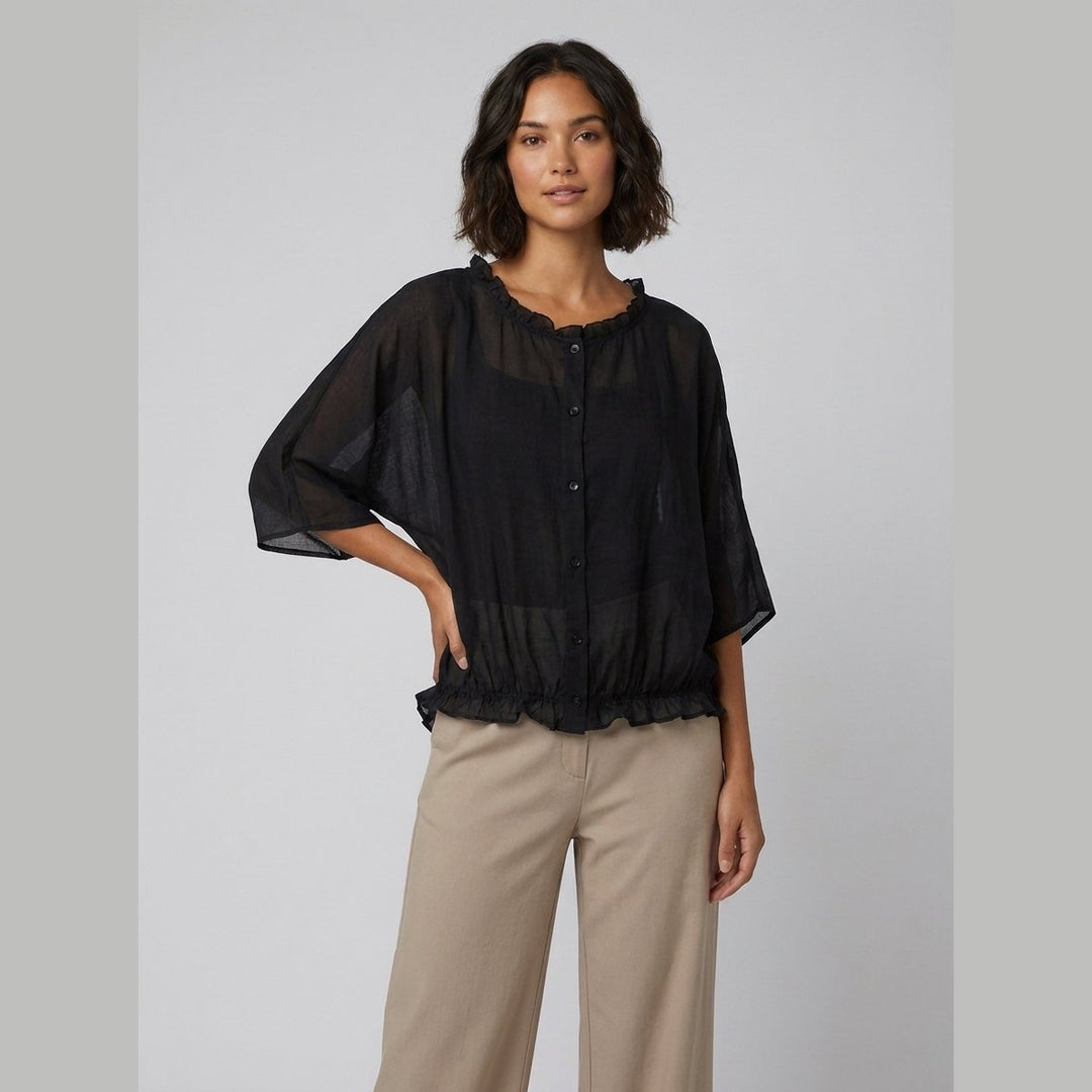 Aqua Ruffle Blouse black