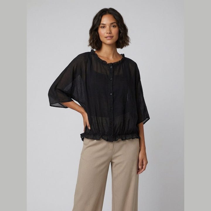 Aqua Ruffle Blouse black