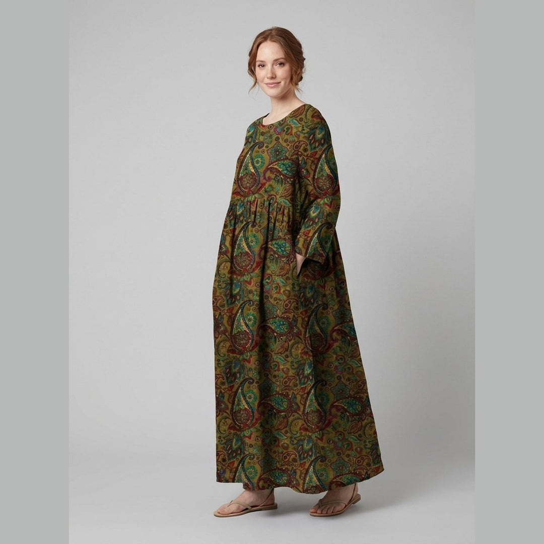 Aqua Summer Dress green cashew on model