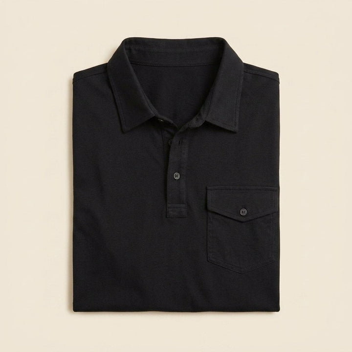 Arden Men's Polo Shirt | Black Cotton Jersey, Tailored Fit