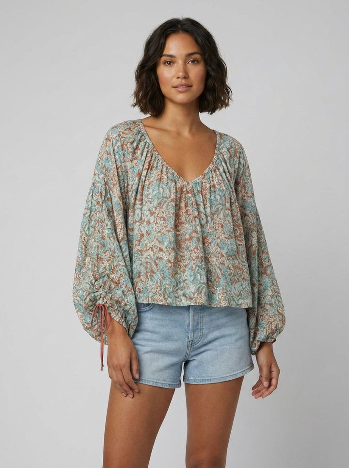 Arianna Floral Blouse blue front