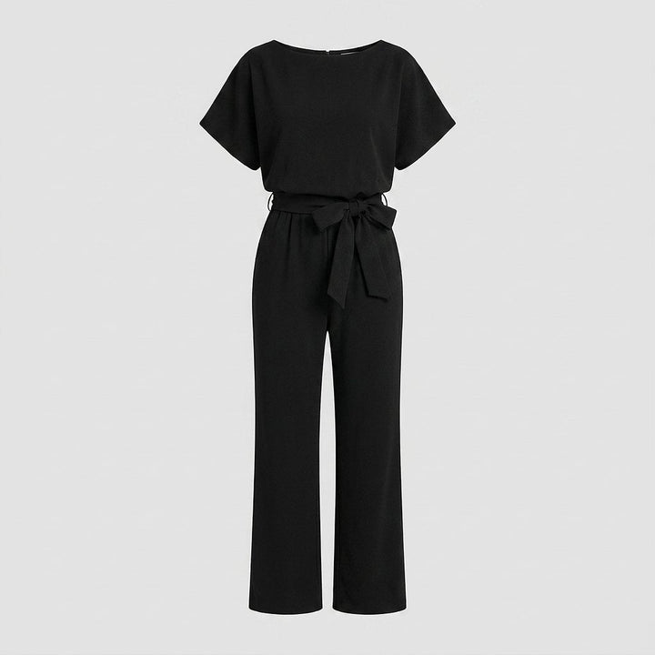 Bella | Elegant Jumpsuit Black, Wide-Leg, Self-Tie Belt