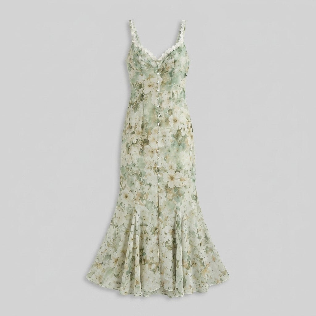 Bella | Maxi Dress Floral Chiffon, Lace-Trim Summer Dresses for Women
