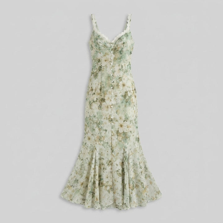 Bella | Maxi Dress Floral Chiffon, Lace-Trim Summer Dresses for Women