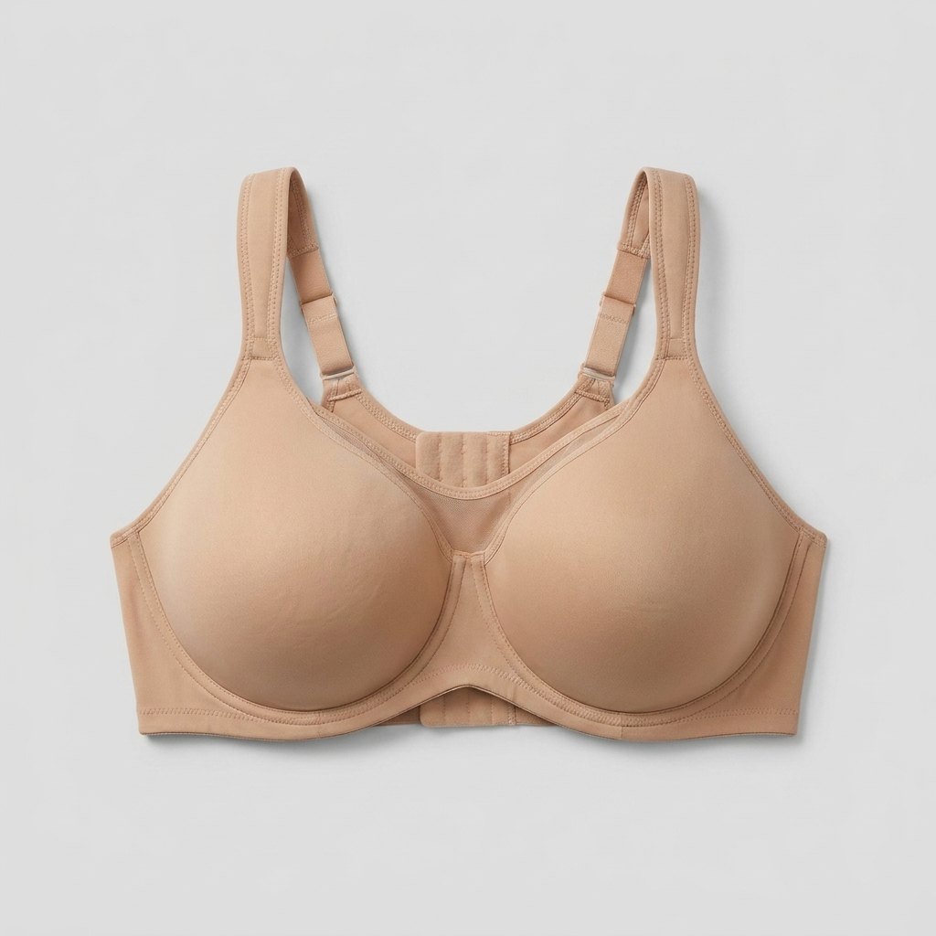 Skin nude plus-size minimizer bra flat-lay