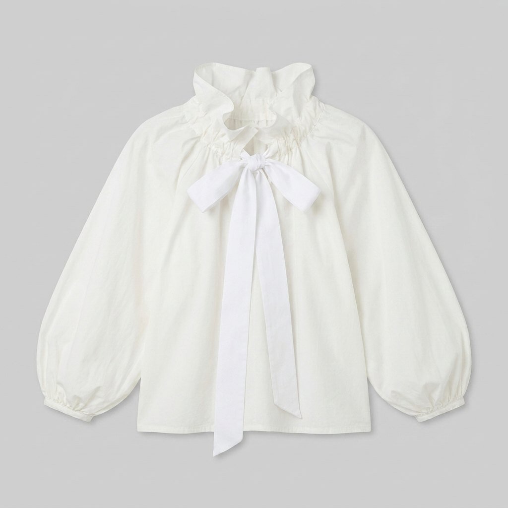 Bellarine | Womens Blouse Oversized Cotton, Ruffled Collar