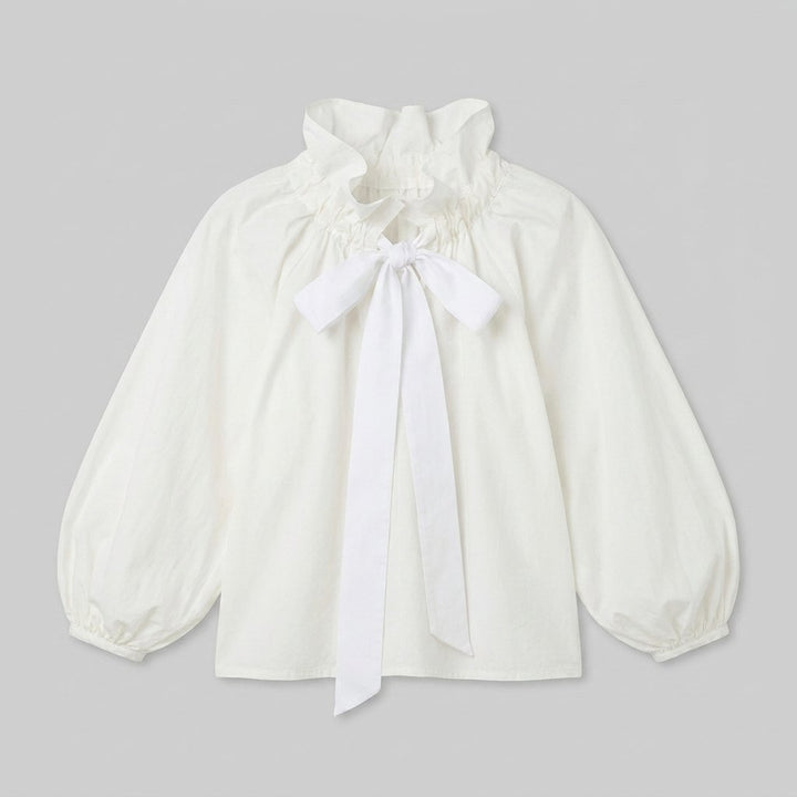 Bellarine | Womens Blouse Oversized Cotton, Ruffled Collar