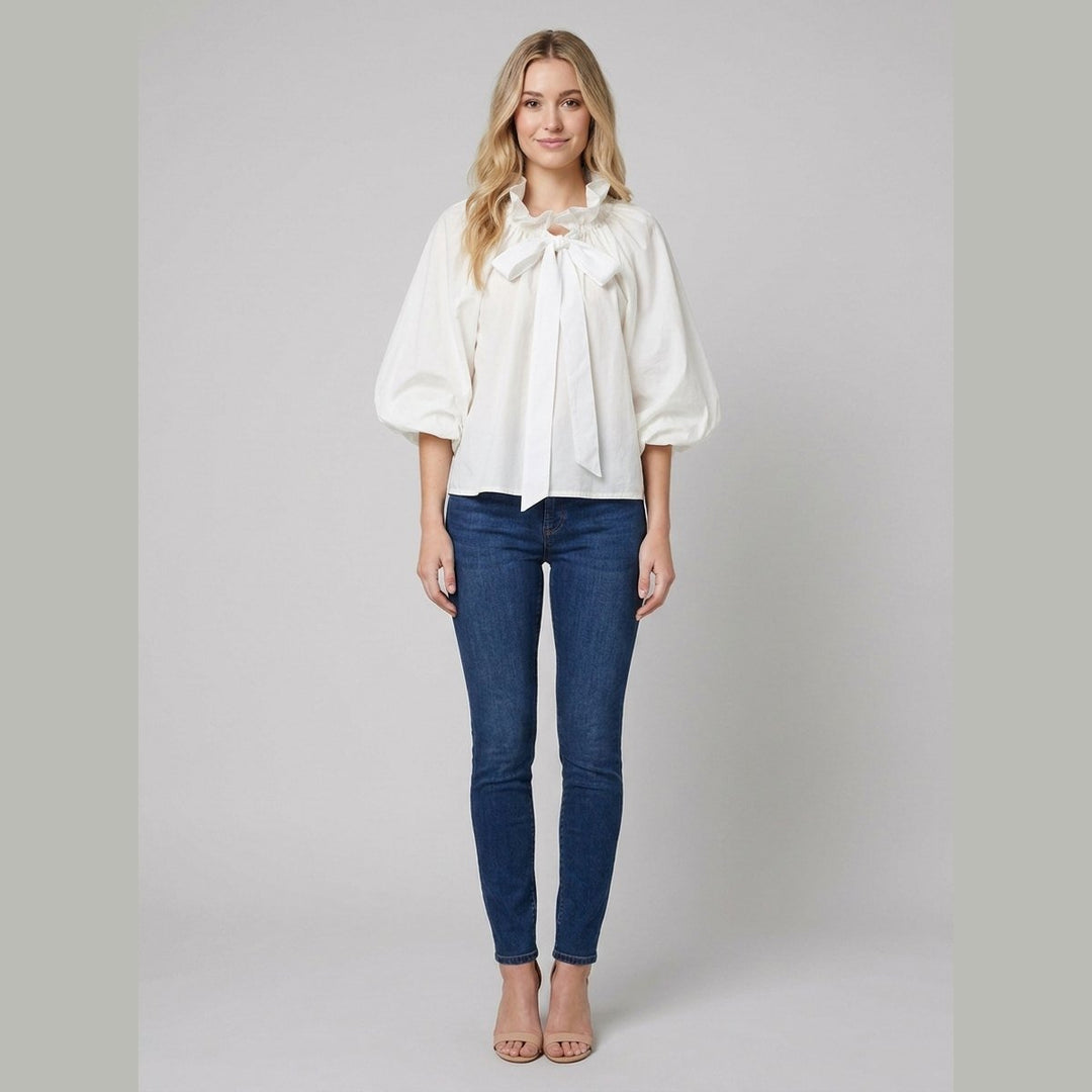 Bellarine ruffle collar blouse white