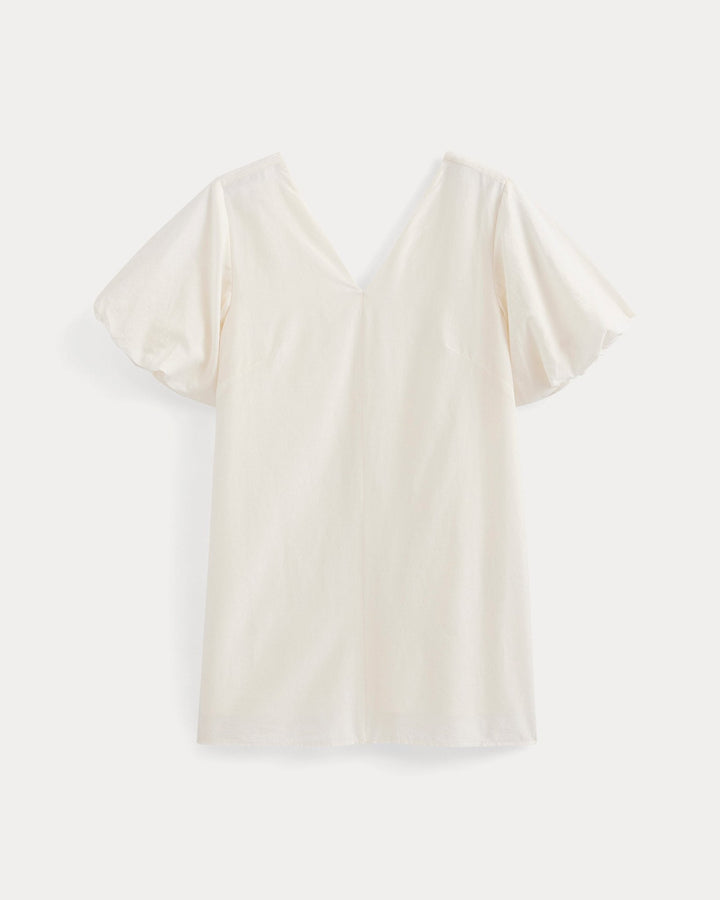 Blythe Womens Dress | Organic Cotton Silk Voile, Mini Length, Bubble Sleeves