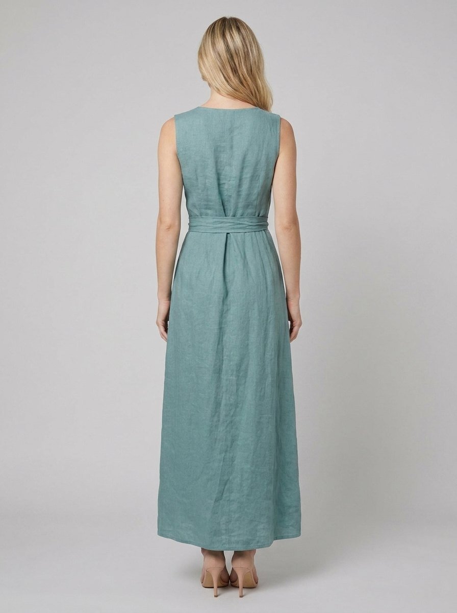 Bora | Maxi Dress Versatile Linen, Teal Blue Summer Dress