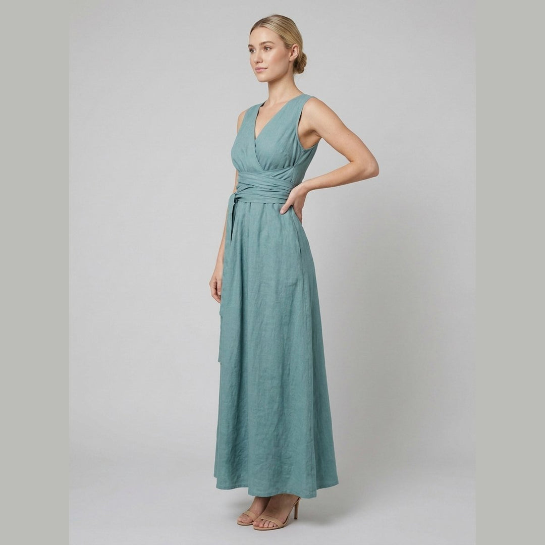 Bora | Maxi Dress Versatile Linen, Teal Blue Summer Dress