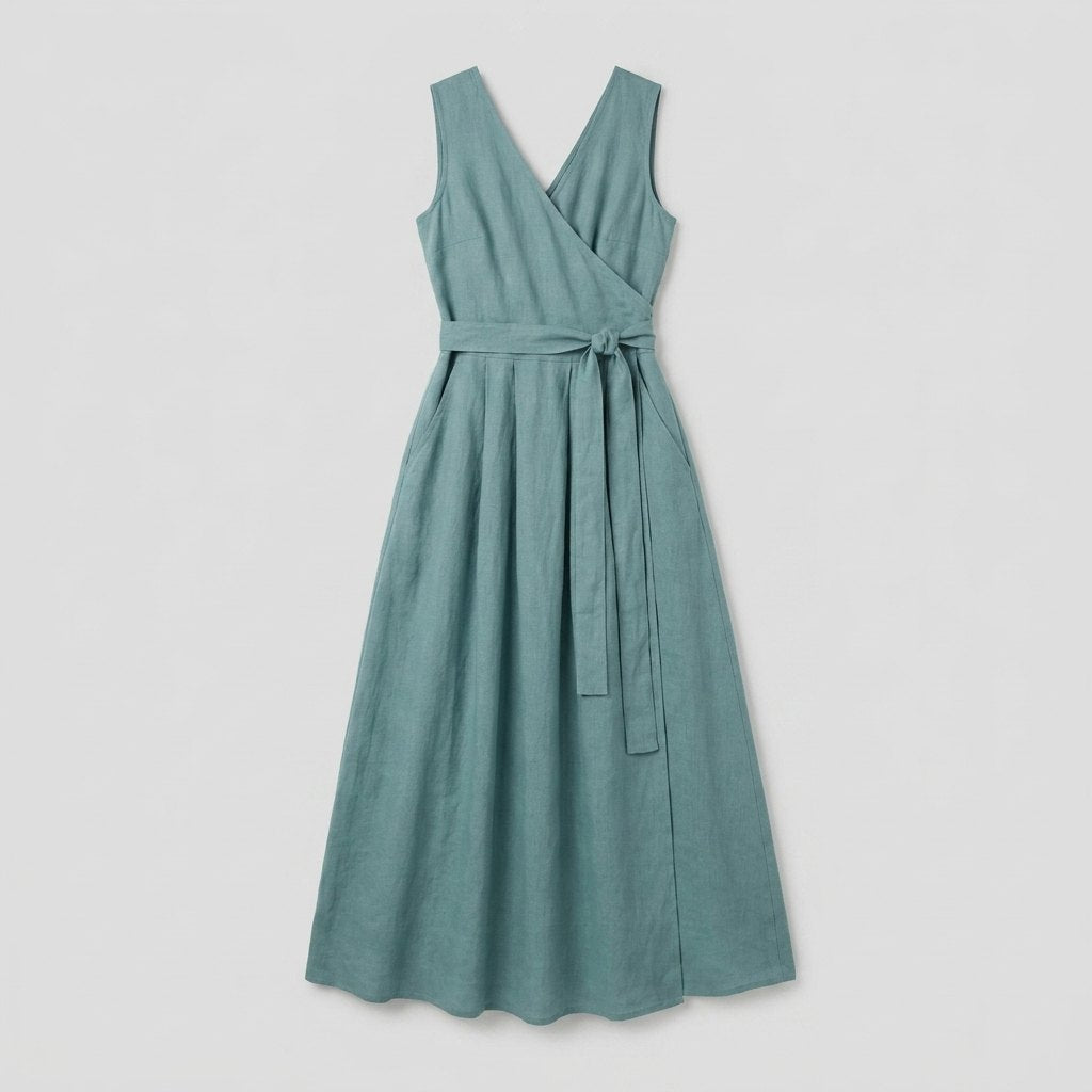 Bora | Maxi Dress Versatile Linen, Teal Blue Summer Dress