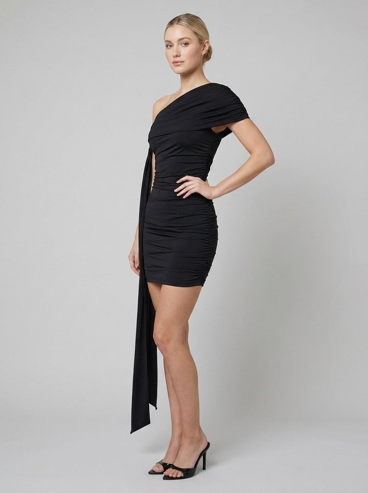 Bree Women's Dress | Black One-Shoulder Bodycon Mini Cocktail Dress