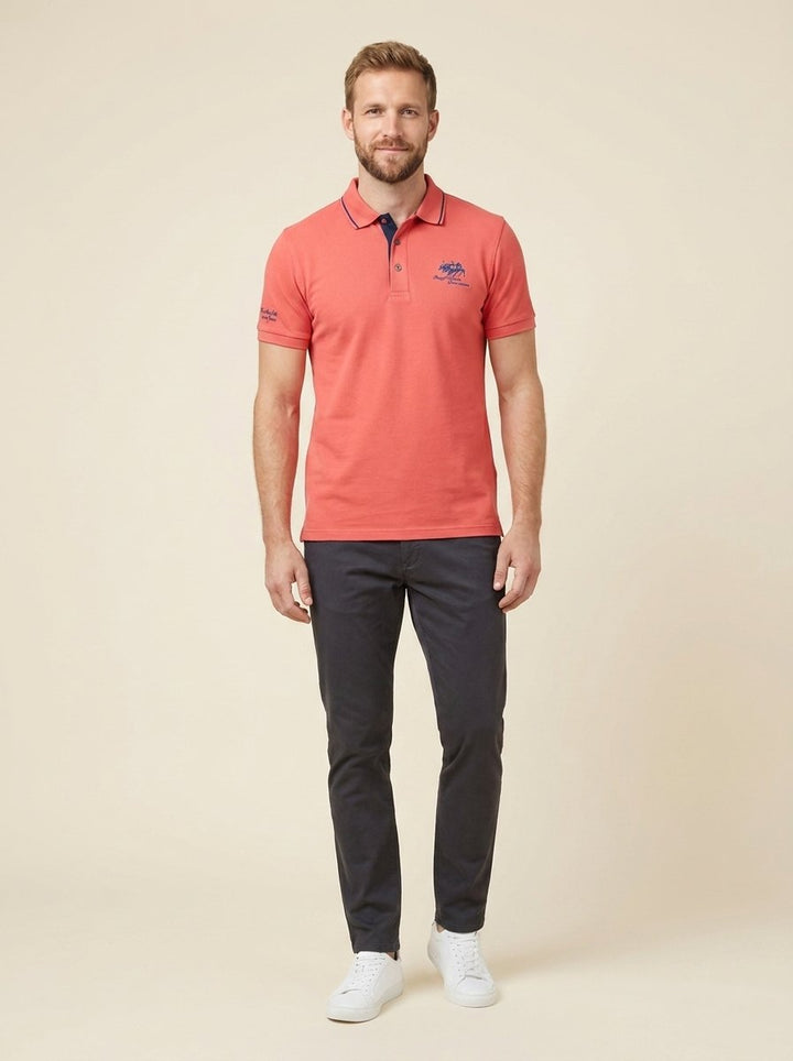 Brix Mens Polo Shirt | Embroidered, Contrast Trim