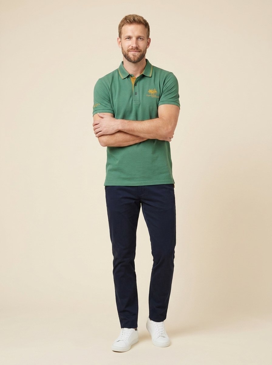 Brix Mens Polo Shirt | Embroidered, Contrast Trim