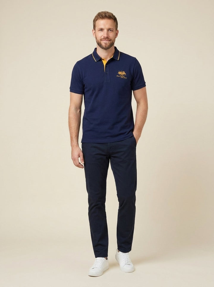 Brix Mens Polo Shirt | Embroidered, Contrast Trim