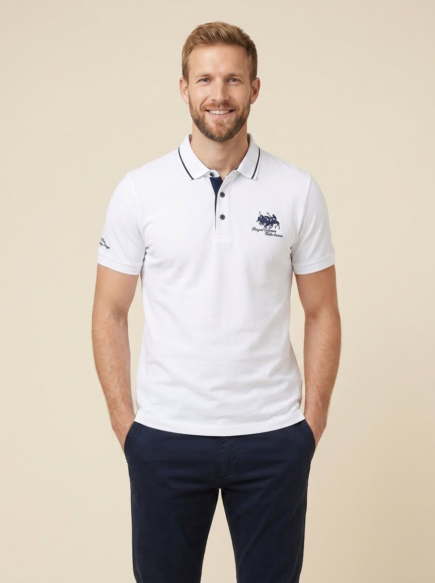 Brix Mens Polo Shirt | Embroidered, Contrast Trim