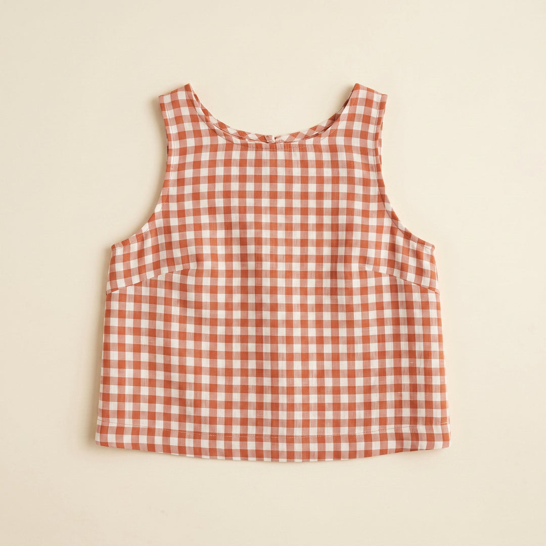Bryn Women's Top | Lightweight Gingham Tank Top, Sleeveless Design