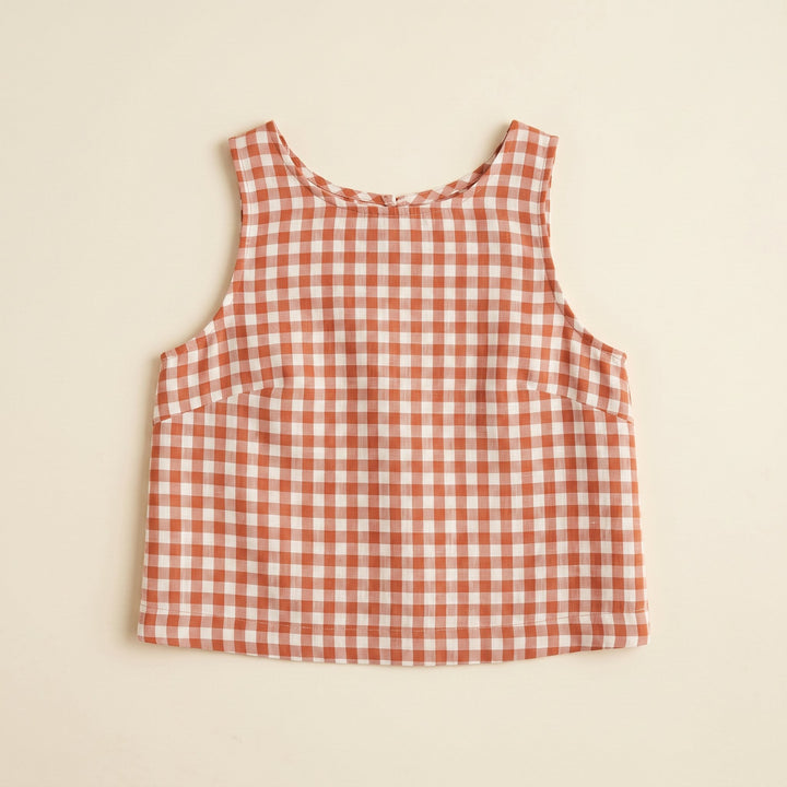 Bryn Women's Top | Lightweight Gingham Tank Top, Sleeveless Design