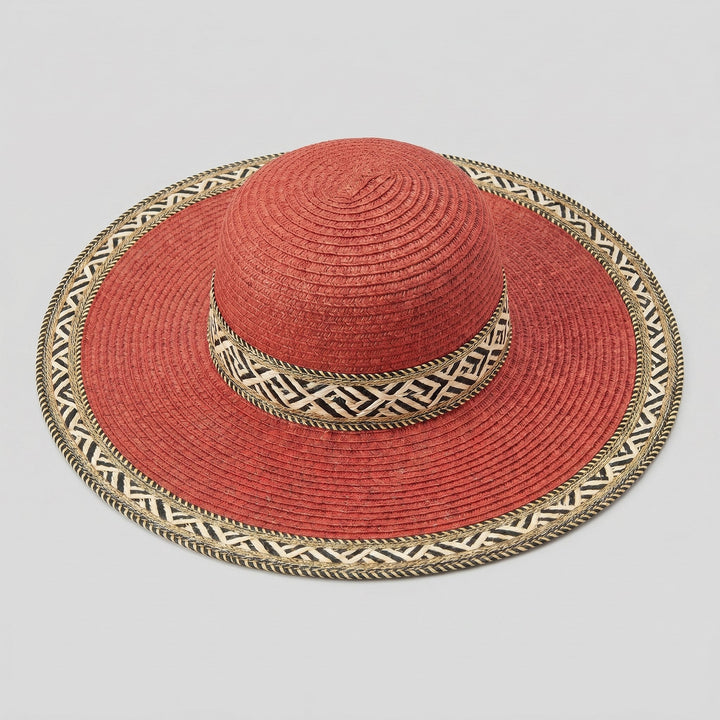 Chic Floppy Hat & Handbag Set | Durable Straw Woven, Patchwork Design