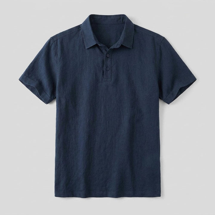 Cobalt | Men's Polo Shirt Breathable Linen, Classic Fit