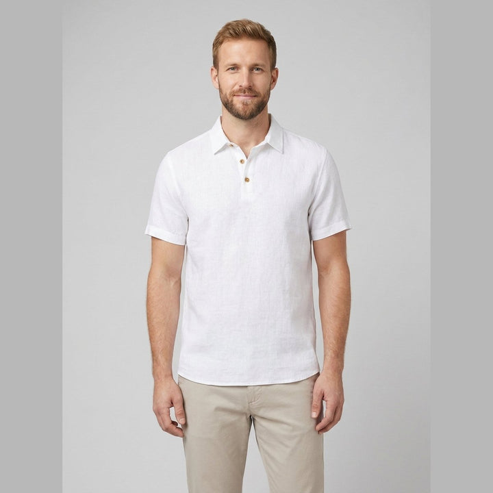 Cobalt | Men's Polo Shirt Breathable Linen, Classic Fit