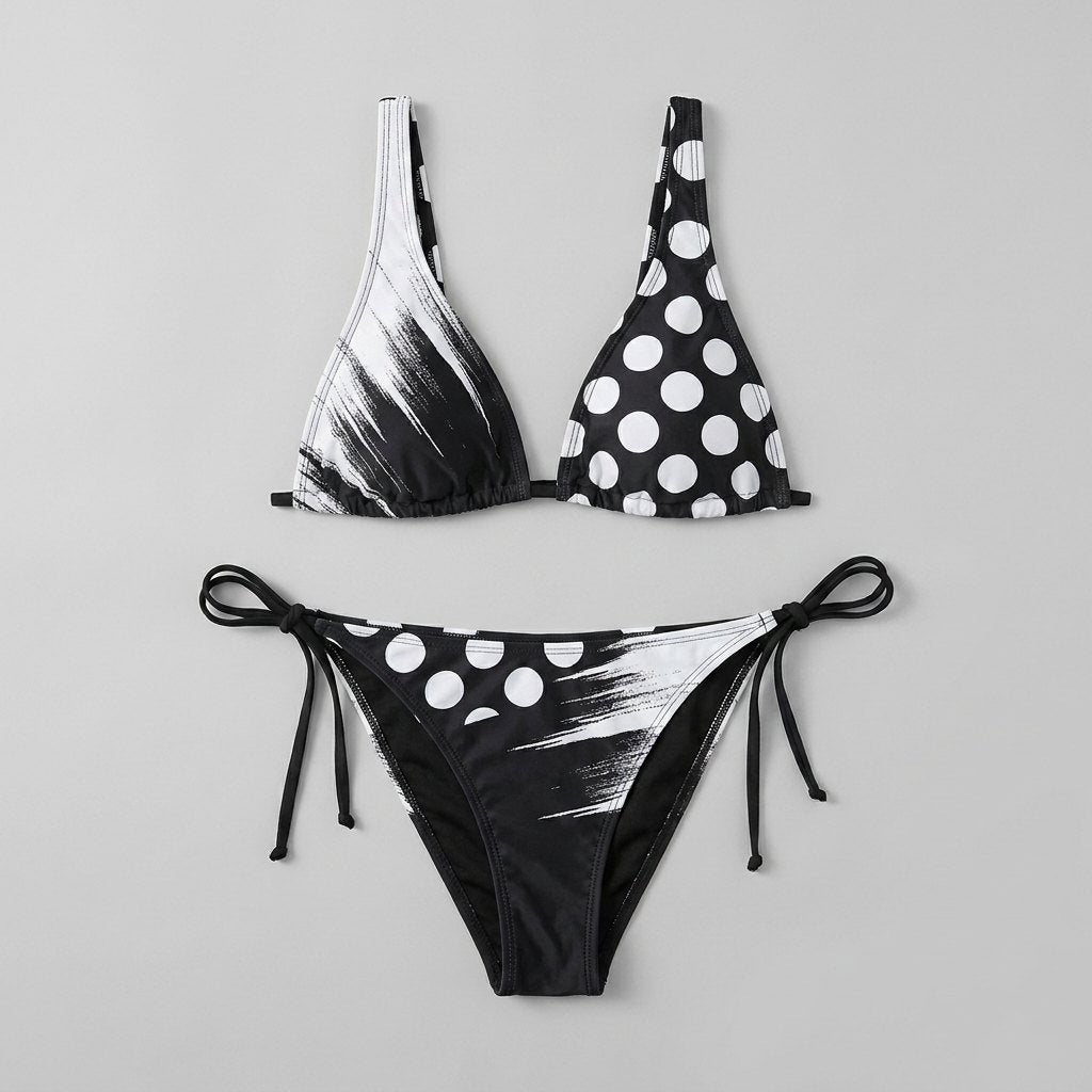 Black bikini set front flat-lay