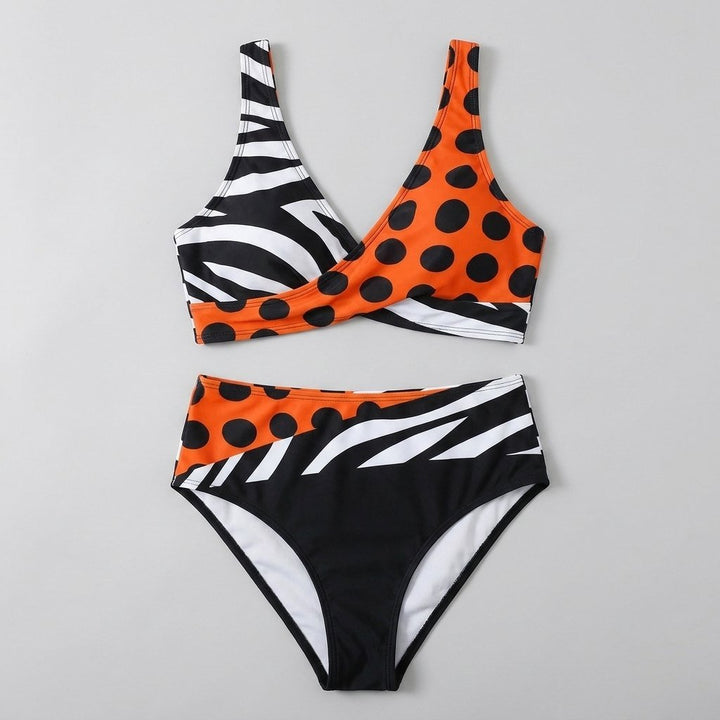Orange bikini set front flat-lay