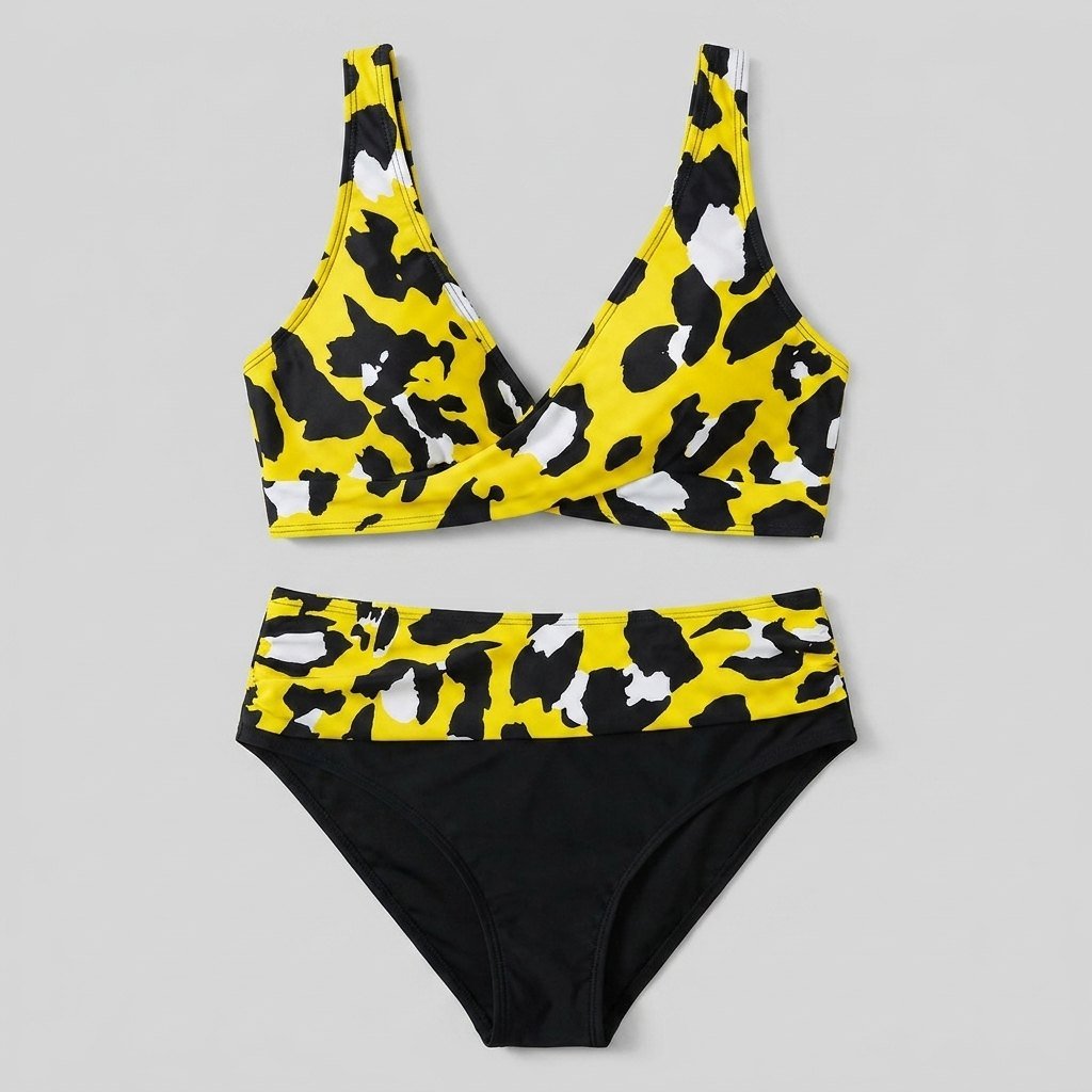 Yellow bikini set front flat-lay