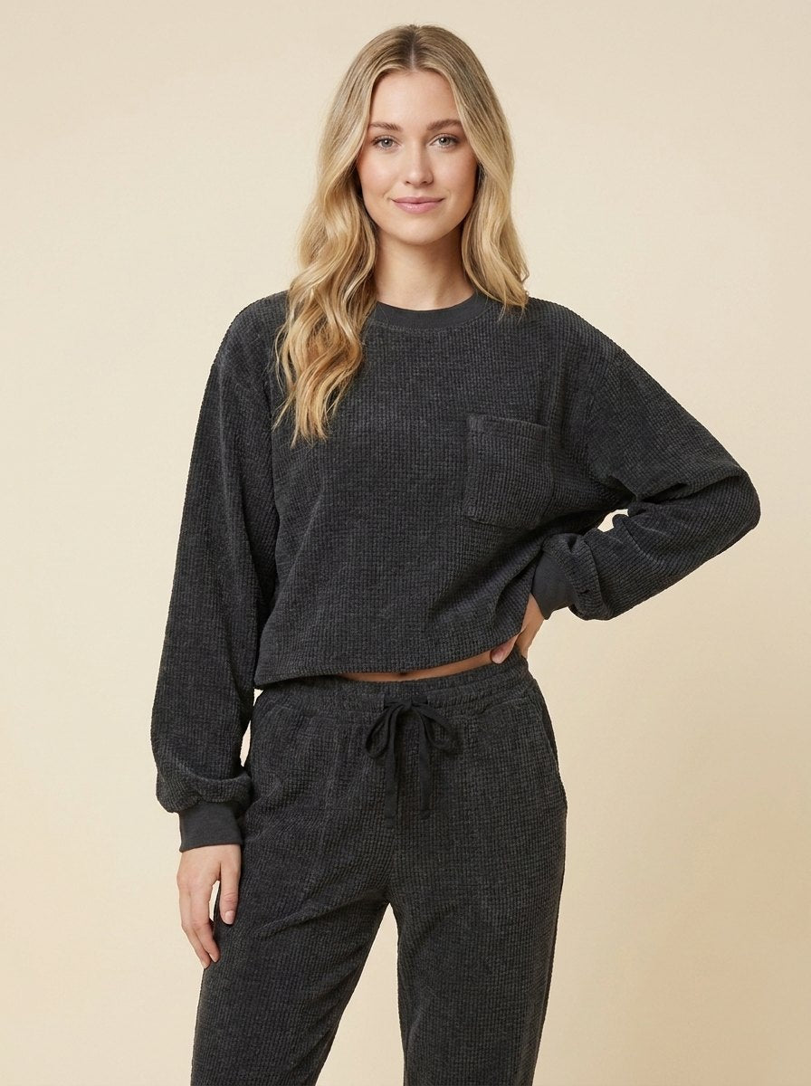 Cora Corduroy Sweatset - Dark Gray