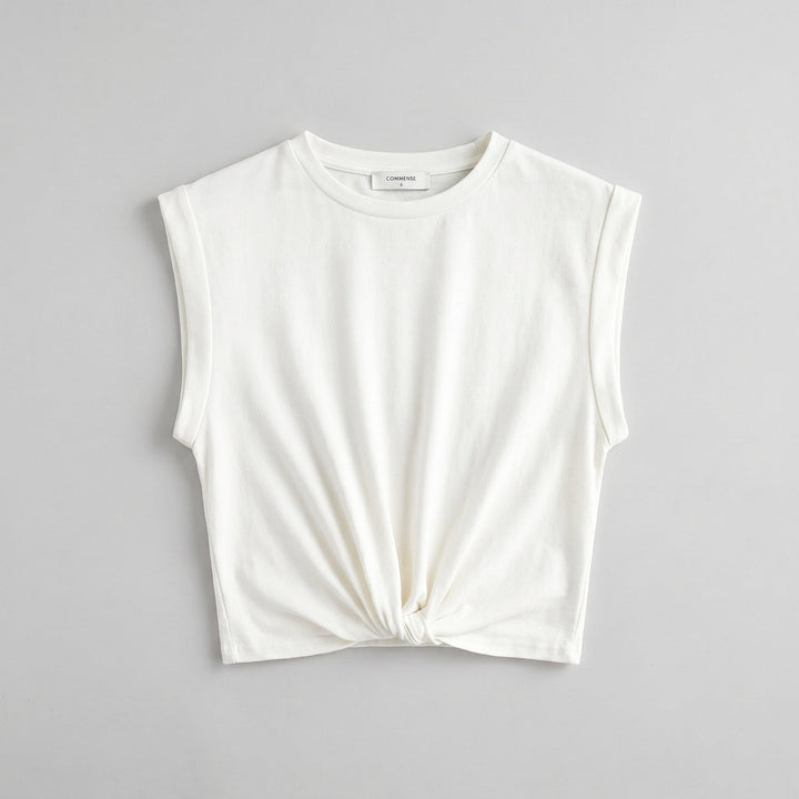 Cora | Knotted T-Shirt Cotton Blend, Regular Fit