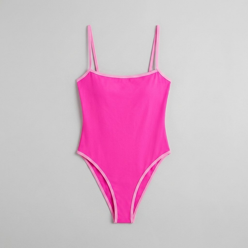 Hot pink one-piece swimsuit front flat-lay