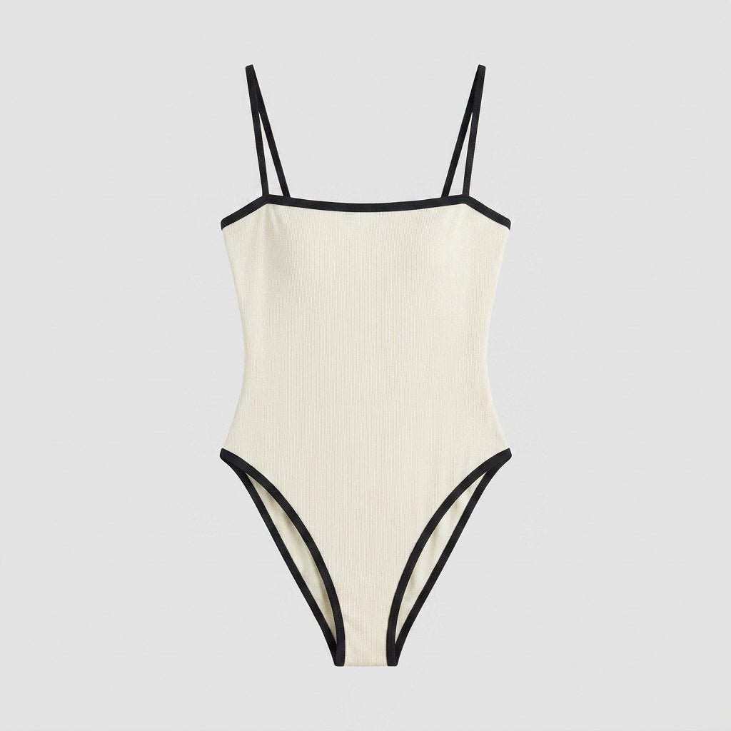 White one-piece swimsuit front flat-lay