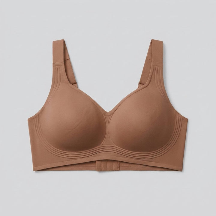 Coffee wireless full-coverage bra flat-lay