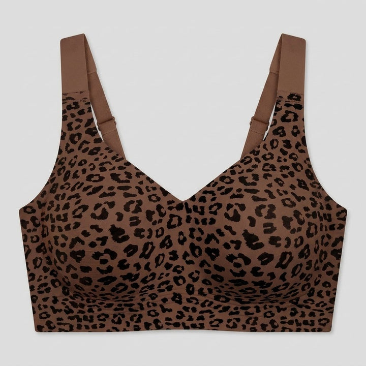Leopard print wireless bra flat-lay