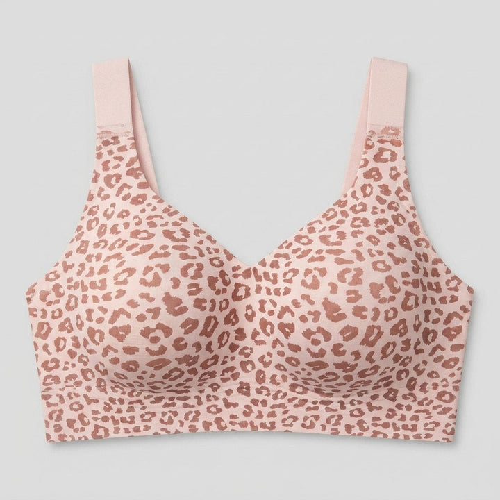 Light leopard print wireless bra flat-lay