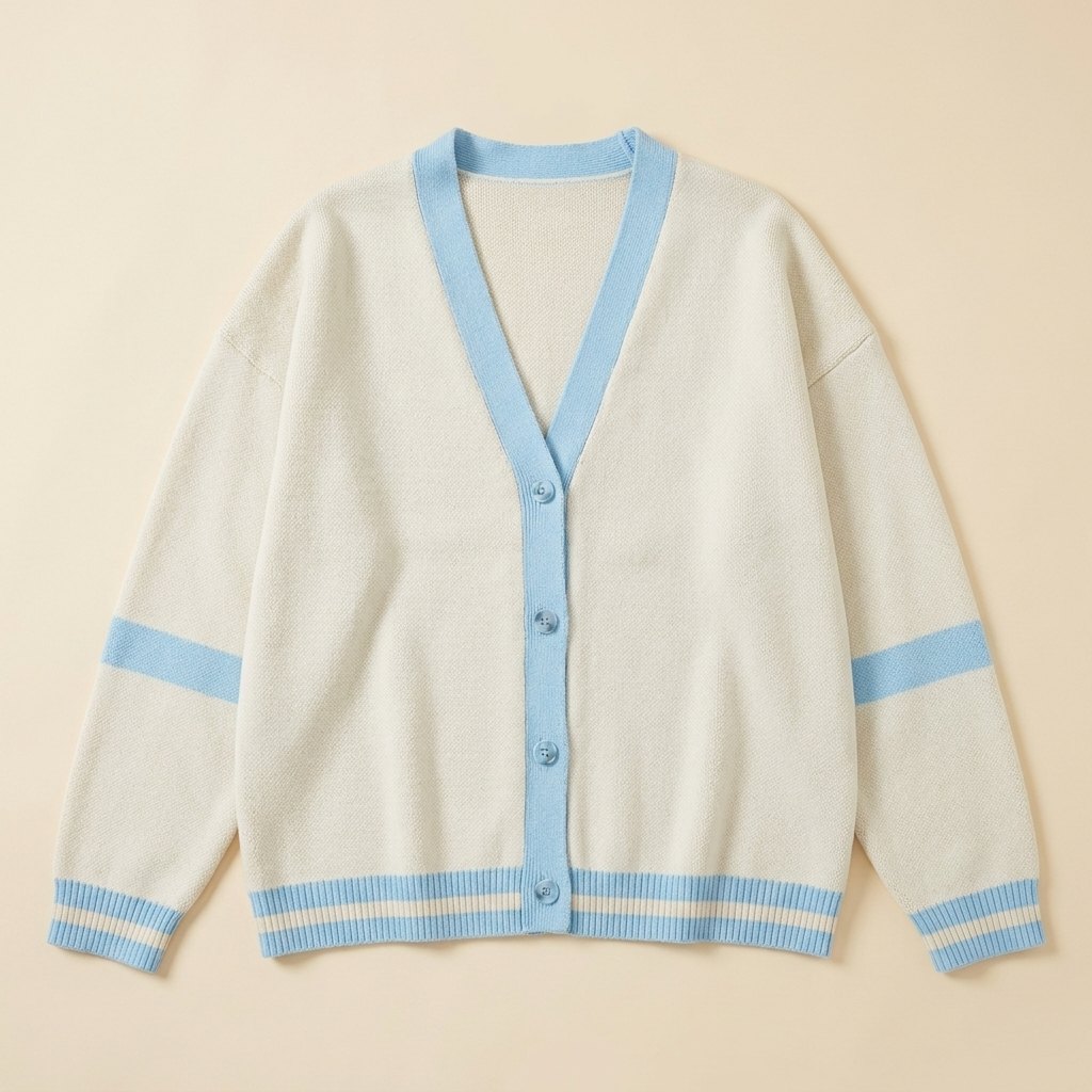 Crisp Cardigan | Oversized Soft Cotton Blend with Contrast Trim