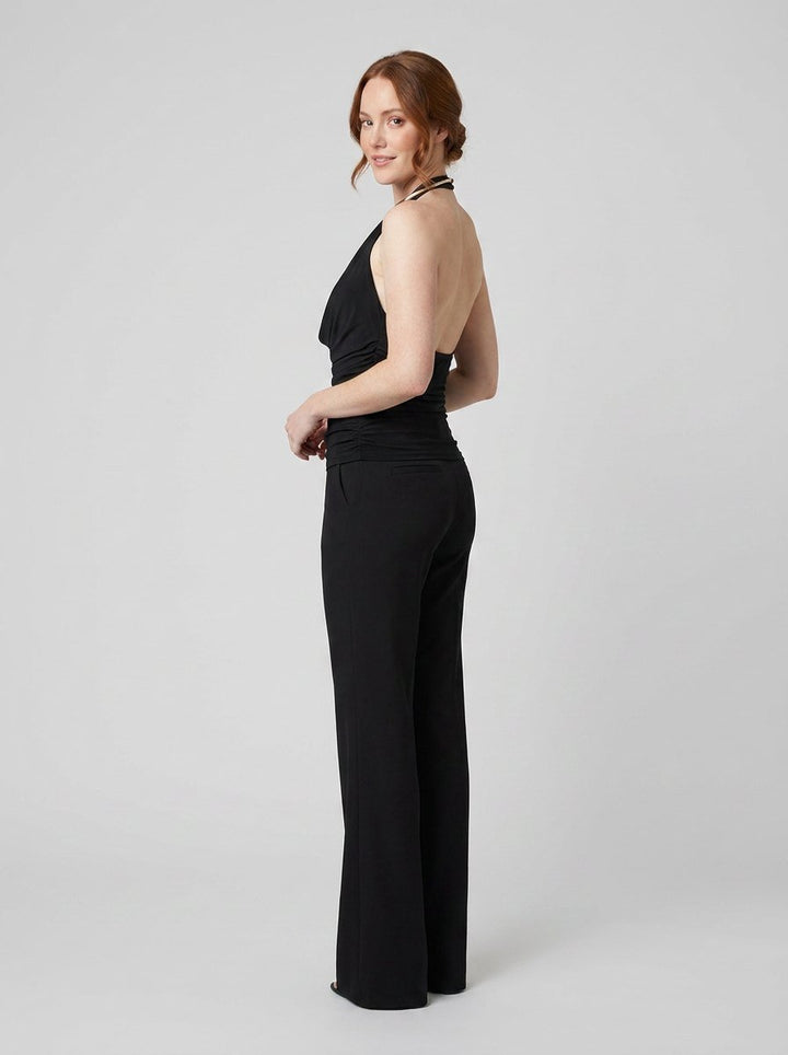Dare cowl-neck halter top black
