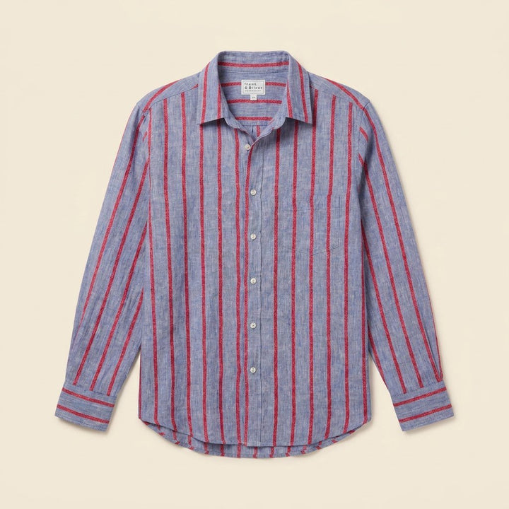 Eli | Women's Top Italian Linen, Relaxed Fit, Textured Stripe Design