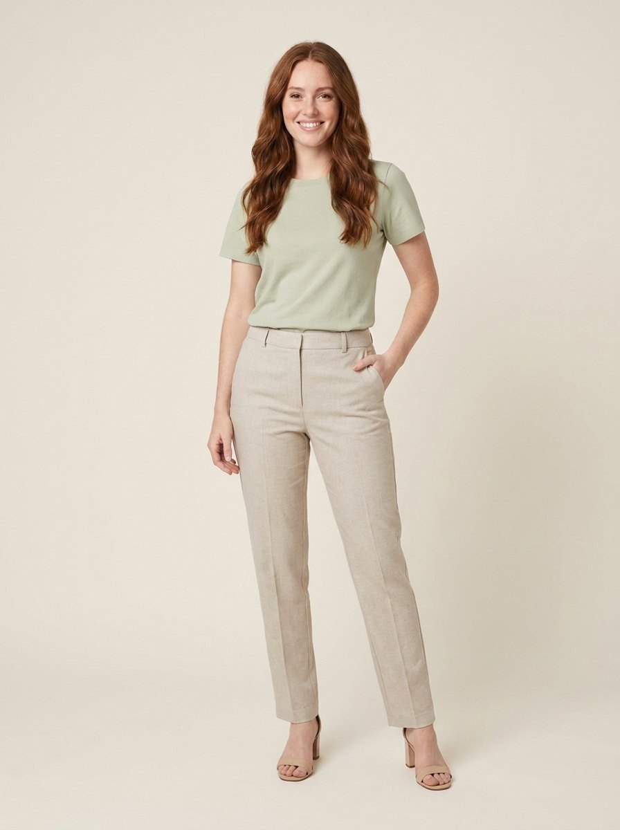 Elise everyday cotton tee sage green on model