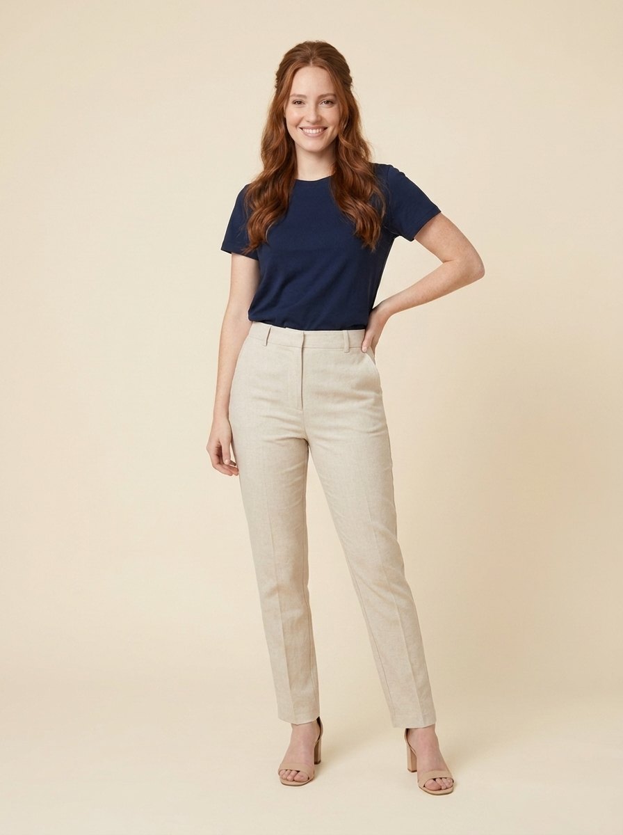 Elise everyday cotton tee navy on model