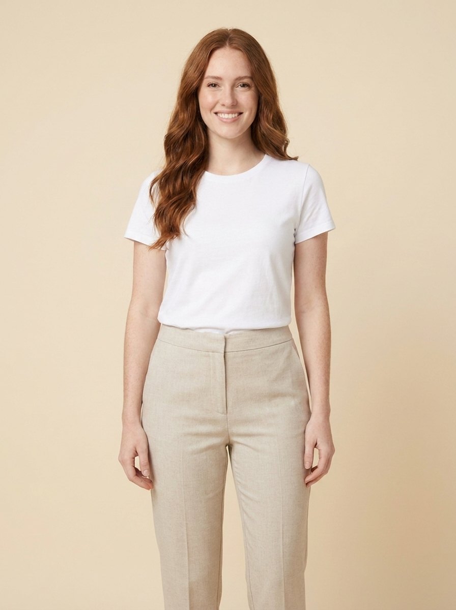 Elise everyday cotton tee white on model