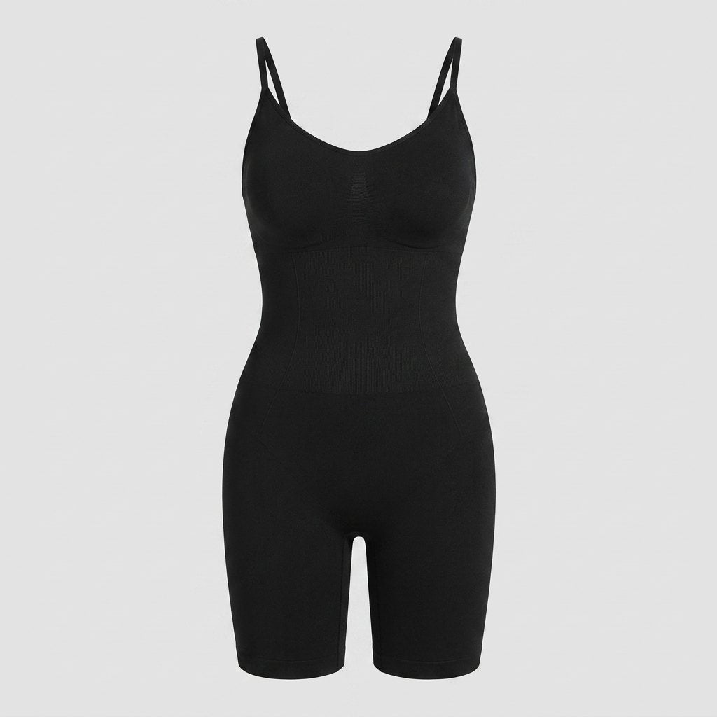 Black seamless body shaper flat-lay