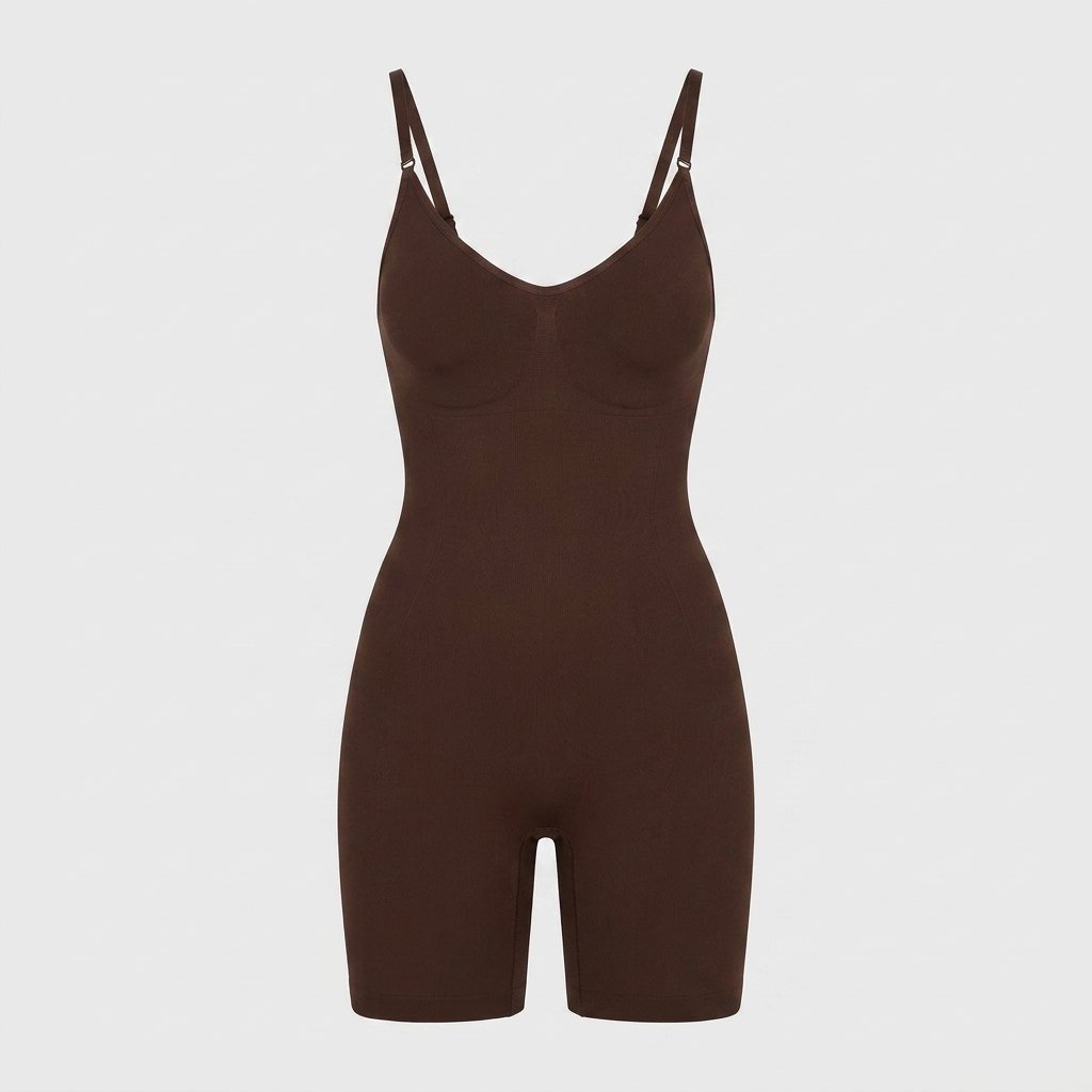 Brown seamless body shaper flat-lay