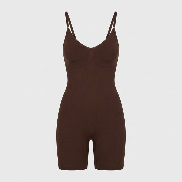Brown seamless body shaper flat-lay