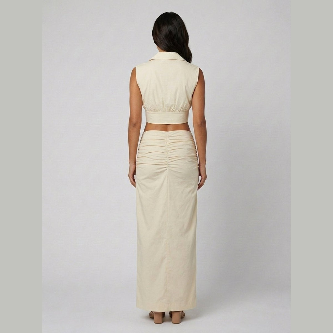 Elysia | Women's Co Ord Set Elegant Two Piece Maxi Skirt and Crop Top with Ruffles