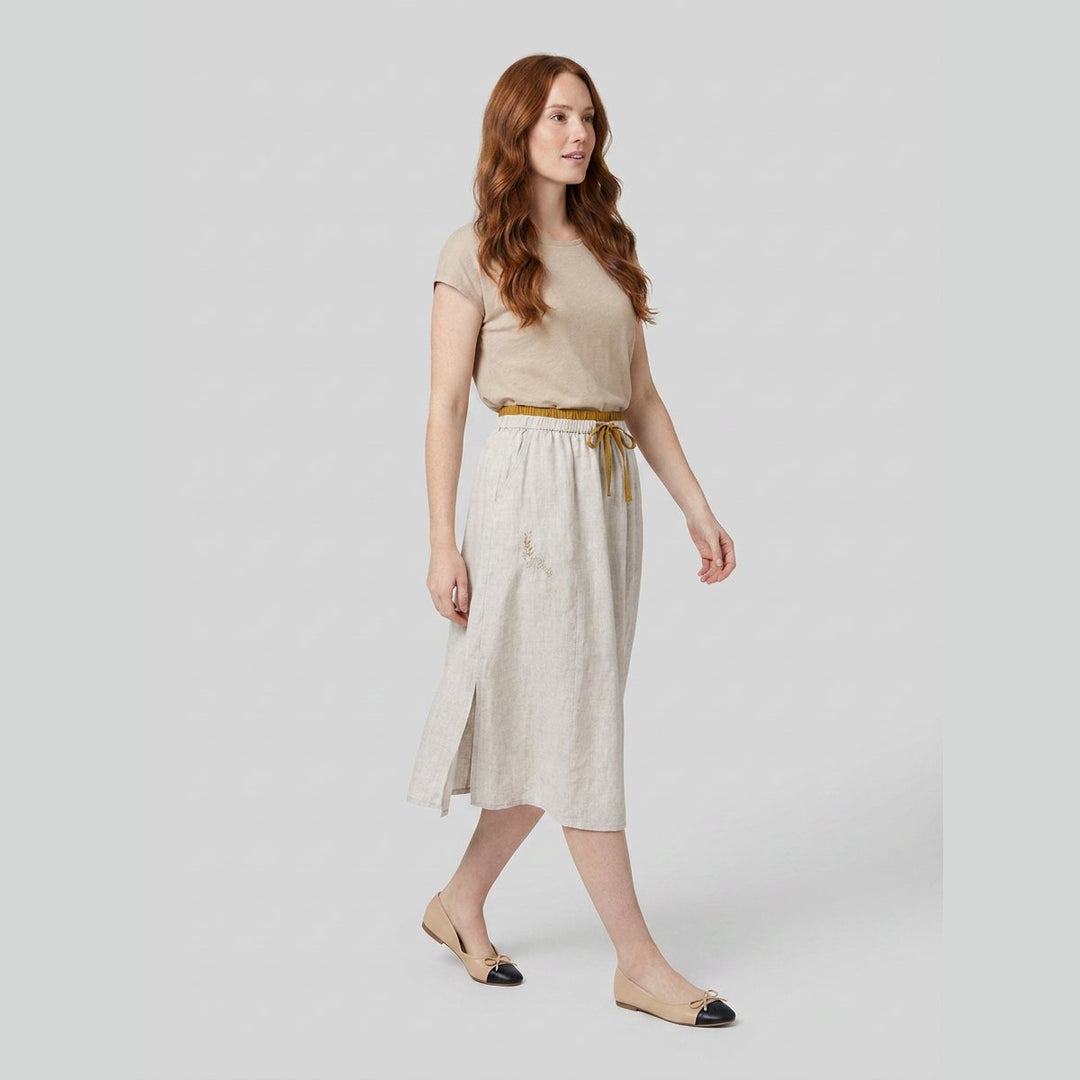 Elysia linen A-line skirt white