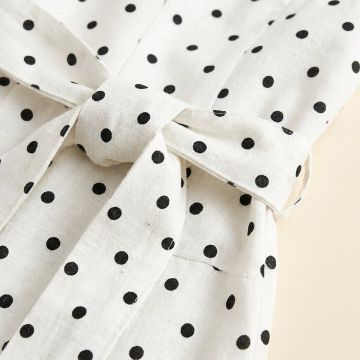 Elysia | Midi Dress Polka Dot Print, Tie-Up Waist, Regular Fit